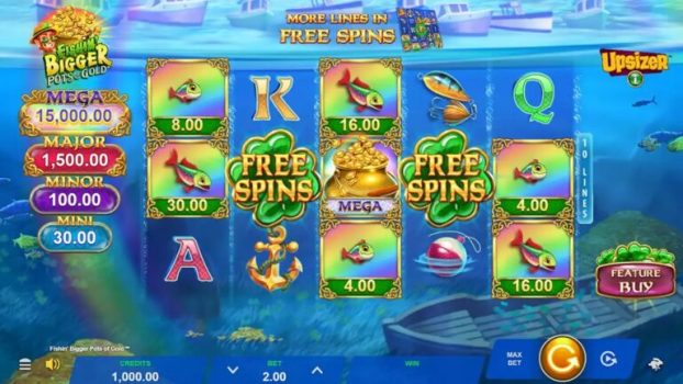 Fishin Bigger Pots of Gold Microgaming slottxo ทดลองเล่น
