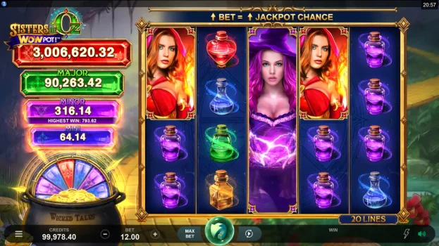 Sisters of Oz WowPot Microgaming slottxo ทดลองเล่น